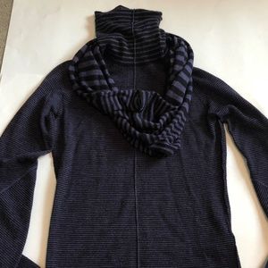 Krimson & Klover Black and Purple Wool Funnel Neck Sweater Set